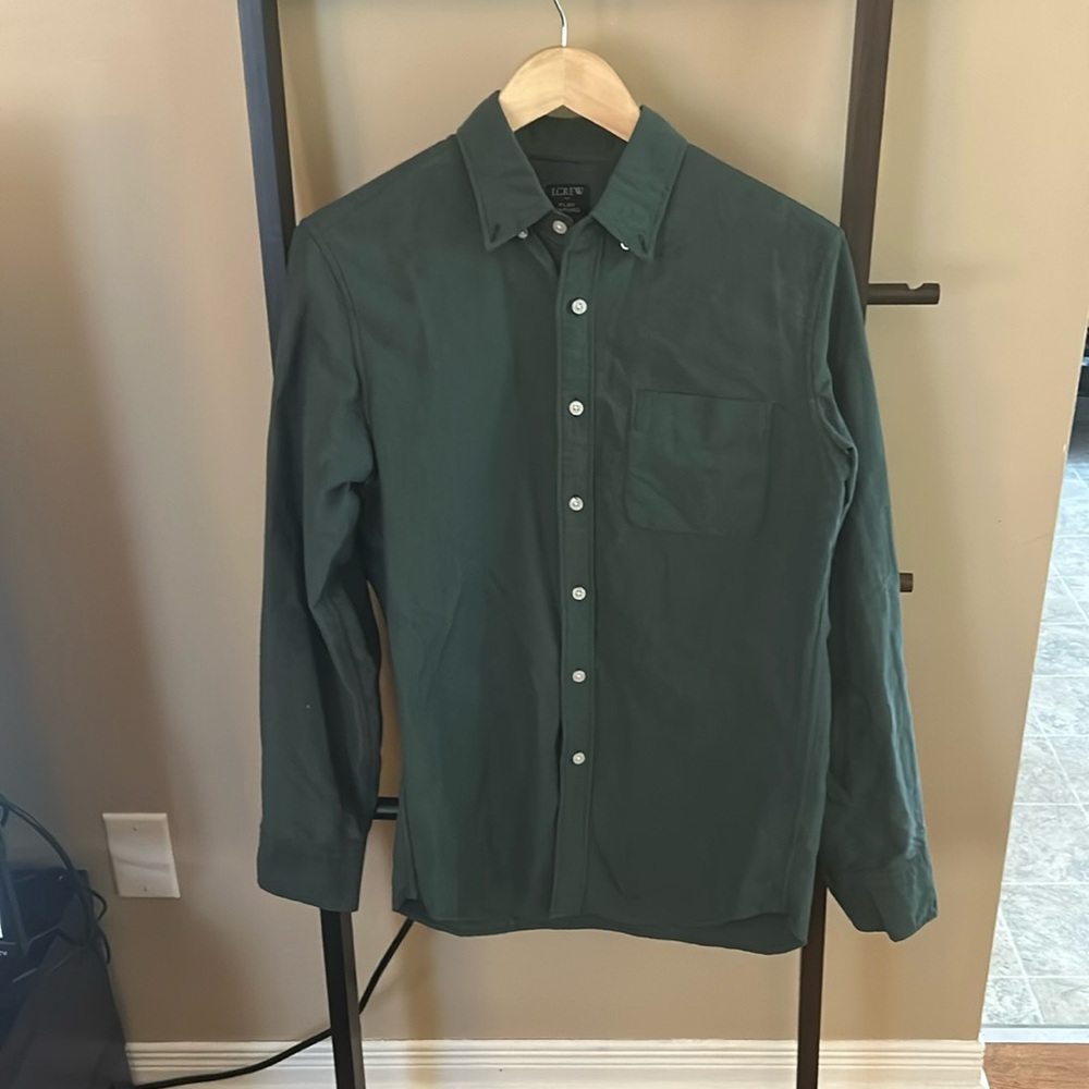 J. Crew Factory Flex Oxford Shirt in Forest Green, Men’s Size SM